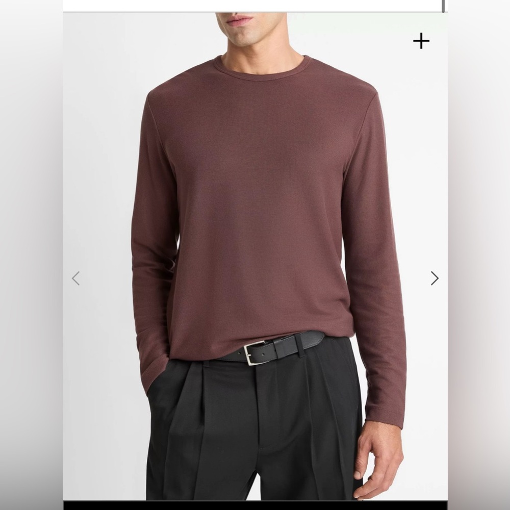 NWT Vince Pima Cotton Piqué Long-Sleeve T-Shirt size XL color : Washed Port
